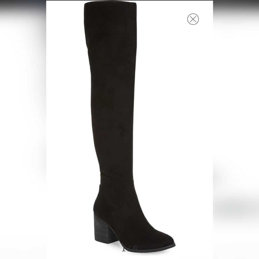 New BP Luke Over The Knee Boot Western cowgirl suede black tall heels boots